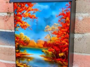 Orange and Blue Autumn Colonial Mailbox Cover