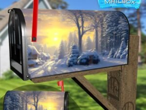 Cold Day in the Countryside Decorative Rural Farm Mailbox Cover