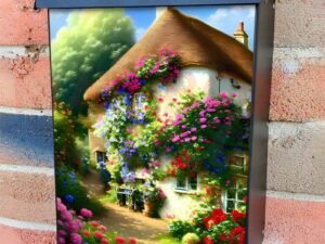 Rustic Flower Cottage Colonial Mailbox Cover