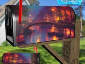 Purple Evening at the Canal Decorative Rural Farm Mailbox Cover