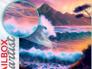 Colorful Tropical Waves Colonial Mailbox Cover