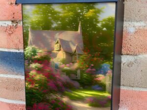 Pretty Cottage in the Woods Colonial Mailbox Cover