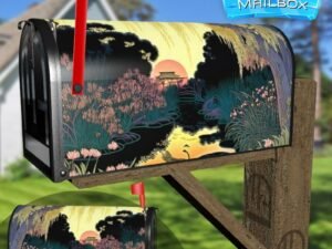 Japanese Garden Sunset #5 Decorative Rural Farm Mailbox Cover