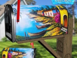 Pretty Mediterranean Fishing Town Decorative Rural Farm Mailbox Cover