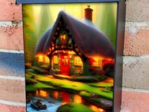 Cozy Riverside Cottage Colonial Mailbox Cover