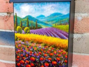 Italian Lavender and Poppy Field Colonial Mailbox Cover